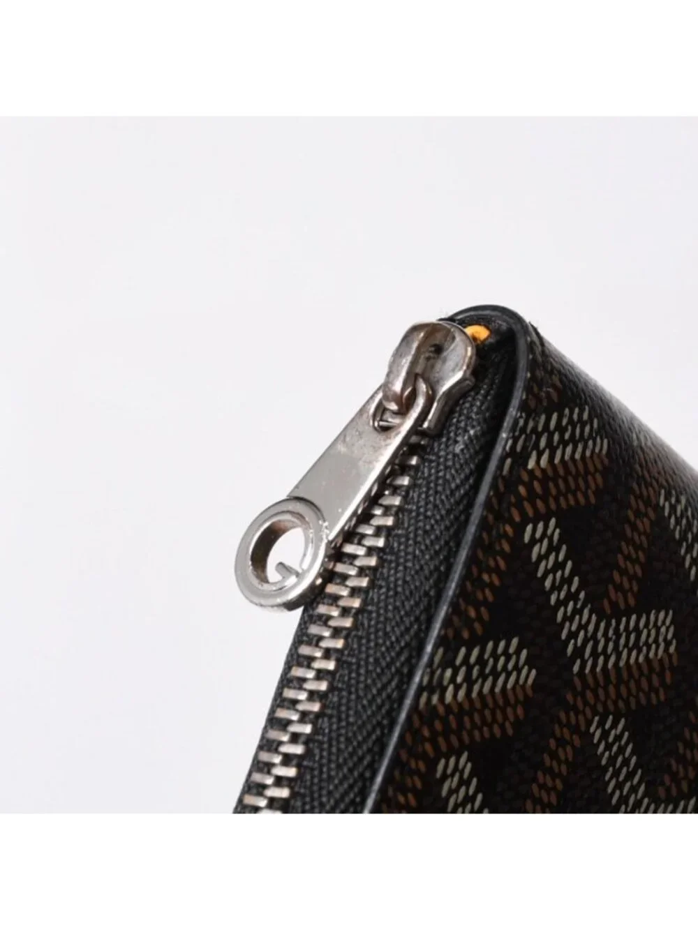 Goyard Matignon PM Card Case Coin Purse Din Canvas Leather Black Silver